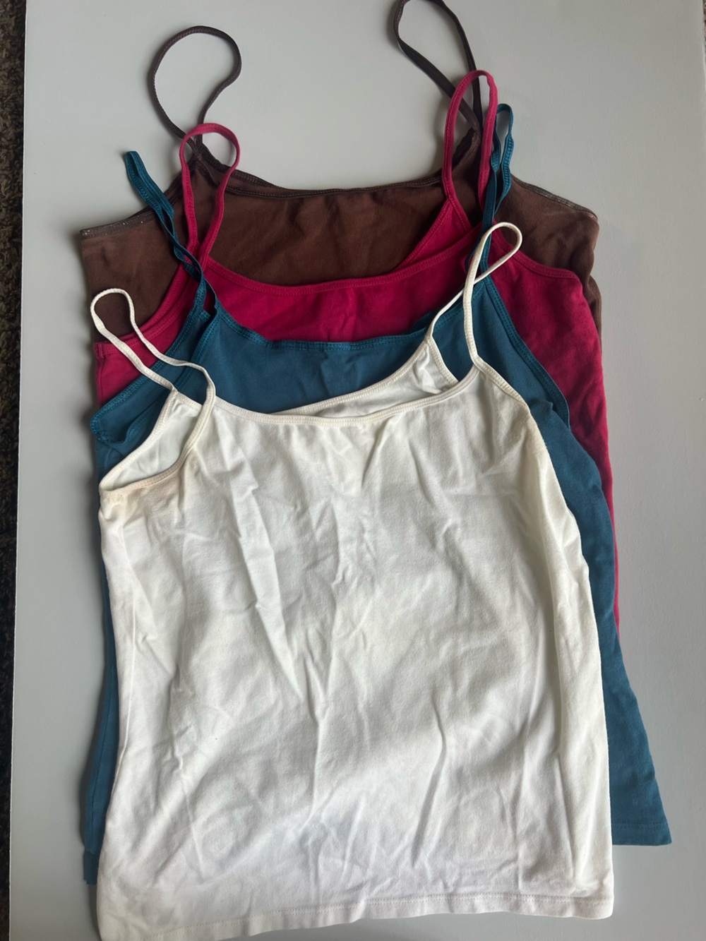 Old Navy Camisole Tank Top Bundle 4 Pack White Teal Pink Brown Size Medium